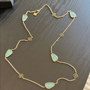 Kendra Scott Gold Necklace with Aqua Stones